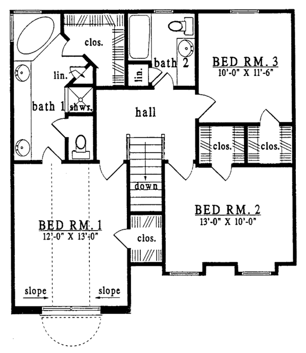 Architectural House Design - Country Floor Plan - Upper Floor Plan #42-492