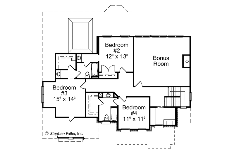 Home Plan - Floor Plan - Upper Floor for Colonial House Plan #429-397 - 4 bed, 3.5 bath