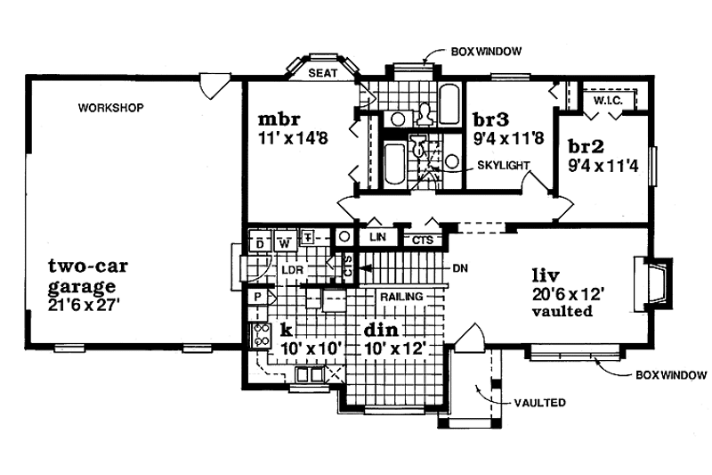 House Blueprint - Floor Plan - Main Floor for Victorian House Plan #47-879 - 3 bed, 2 bath