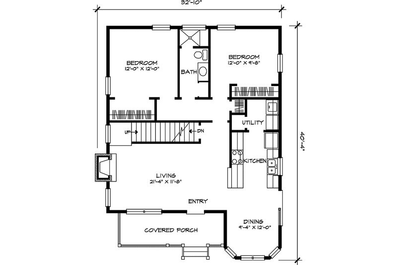 Dream House Plan - Floor Plan - Main Floor for Country House Plan #140-187 - 3 bed, 2 bath
