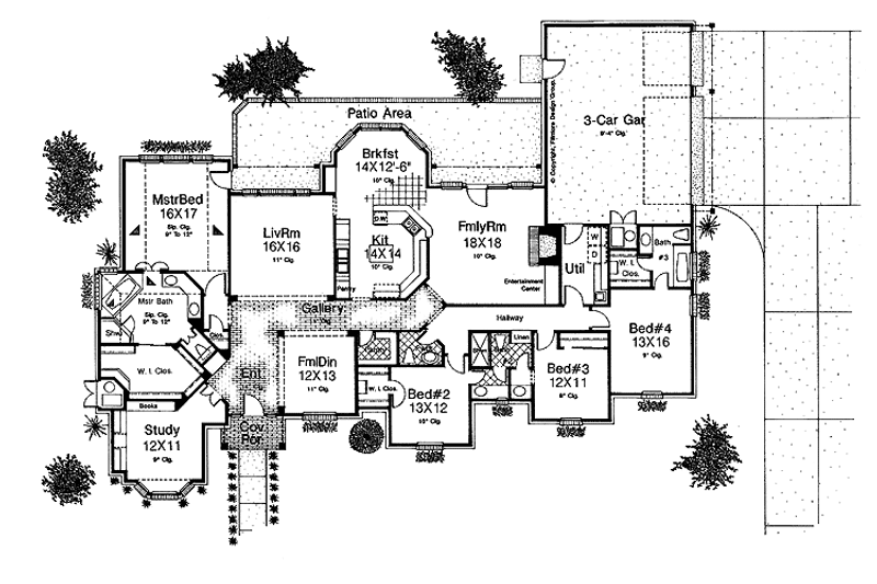 Architectural House Design - Floor Plan - Main Floor for Country House Plan #310-1036 - 4 bed, 3.5 bath
