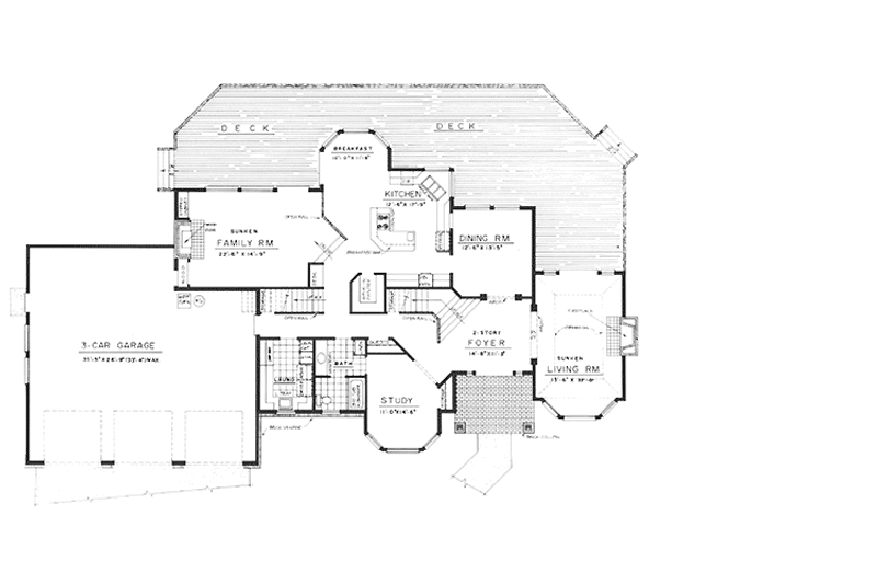 House Blueprint - Floor Plan - Main Floor for Traditional House Plan #303-469 - 4 bed, 3.5 bath