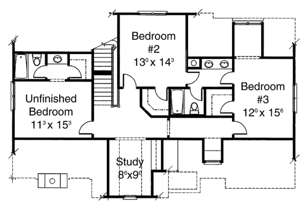 House Blueprint - Country Floor Plan - Upper Floor Plan #429-308