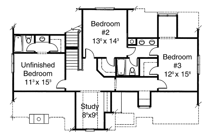 Dream House Plan - Floor Plan - Upper Floor for Country House Plan #429-308 - 3 bed, 2.5 bath