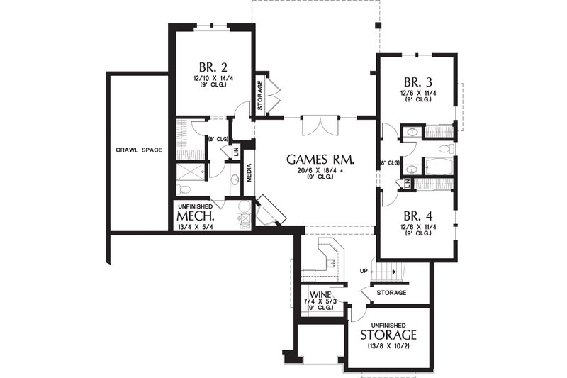 Home Plan - Floor Plan - Lower Floor for Craftsman House Plan #48-658 - 4 bed, 3.5 bath