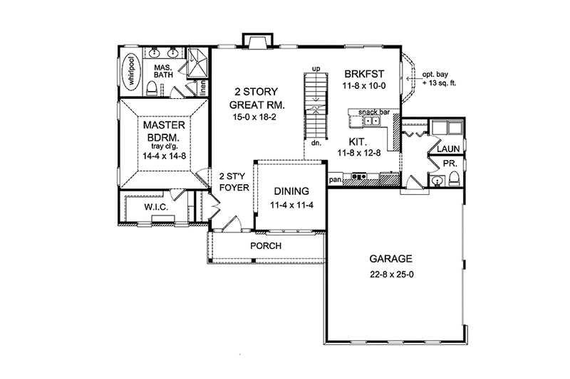 Dream House Plan - Floor Plan - Main Floor for Country House Plan #1010-7 - 3 bed, 2.5 bath