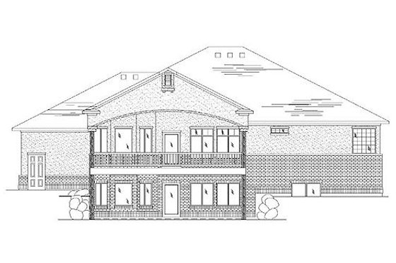 Exterior - Rear Elevation for Traditional House Plan #5-379 - 5 bed, 3.5 bath