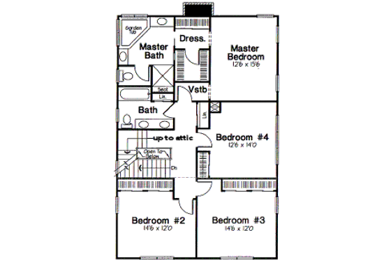 Floor Plan - Upper Floor for Farmhouse House Plan #312-833 - 4 bed, 2.5 bath