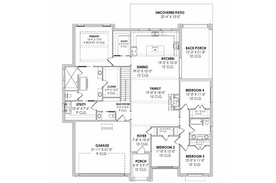 Floor Plan - Main Floor 1 for Modern House Plan #1096-93 - 4 bed, 2.5 bath