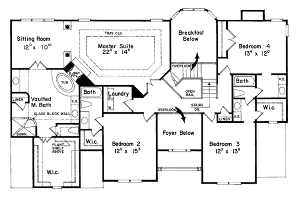 Architectural House Design - Colonial Floor Plan - Upper Floor Plan #927-191