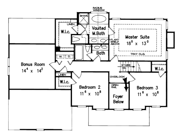 Architectural House Design - Colonial Floor Plan - Upper Floor Plan #927-46