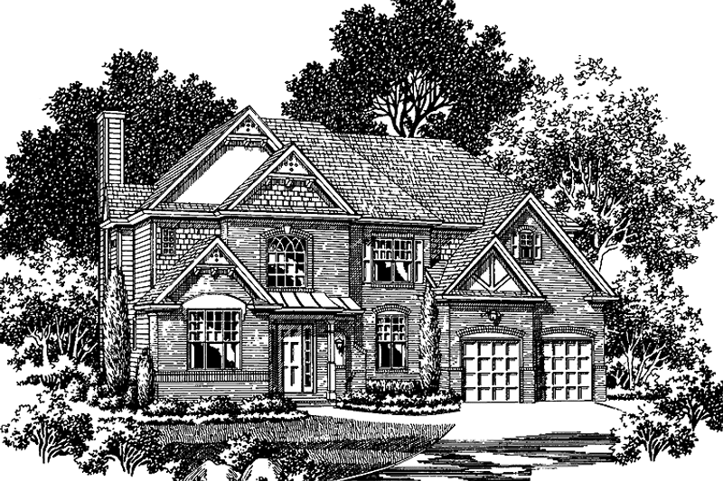 Architectural House Design - Tudor Exterior - Front Elevation Plan #54-249