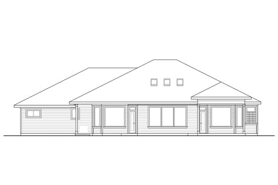 Exterior - Rear Elevation for Prairie House Plan #124-1159 - 2 bed, 2 bath