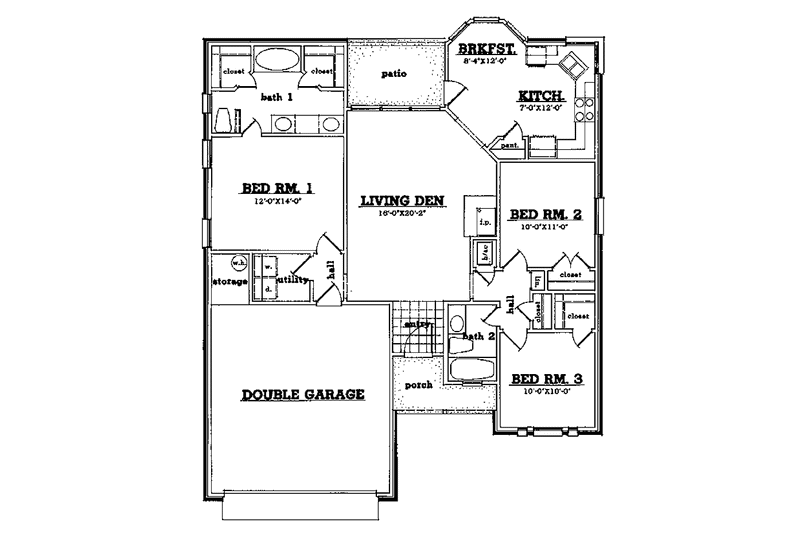 Dream House Plan - Floor Plan - Main Floor for European House Plan #42-417 - 3 bed, 2 bath