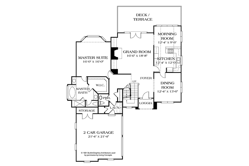 House Blueprint - Floor Plan - Main Floor for Country House Plan #453-105 - 3 bed, 2.5 bath