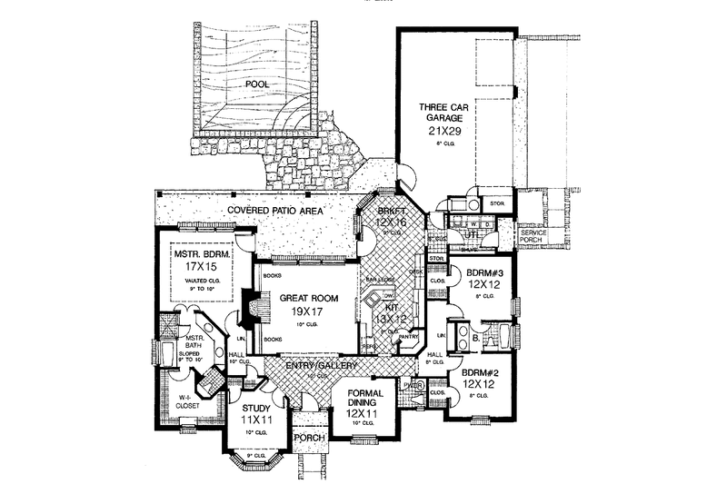 Dream House Plan - Floor Plan - Main Floor for Country House Plan #310-1175 - 3 bed, 2.5 bath
