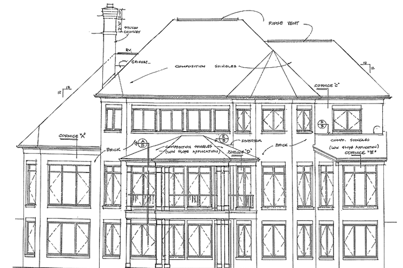 House Blueprint - Exterior - Rear Elevation for Traditional House Plan #453-187 - 5 bed, 4 bath