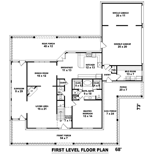 Traditional Floor Plan - Main Floor Plan #81-1492