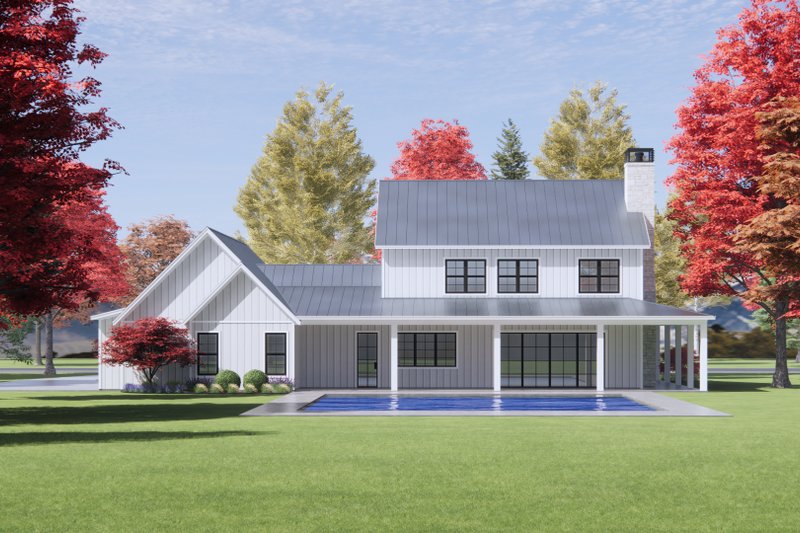 House Design - Exterior - Rear Elevation for Farmhouse House Plan #1096-47 - 4 bed, 3.5 bath