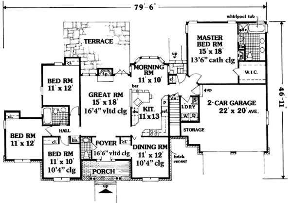 Country Floor Plan - Main Floor Plan #3-305