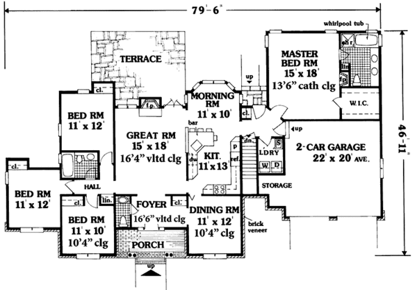 Home Plan - Ranch Floor Plan - Main Floor Plan #3-305
