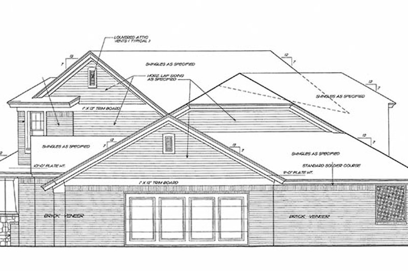 Home Plan - Exterior - Rear Elevation for Traditional House Plan #310-1254 - 4 bed, 3 bath