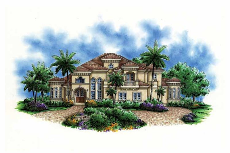 House Blueprint - Exterior - Front Elevation 3 for Mediterranean House Plan #1017-102 - 5 bed, 5 bath