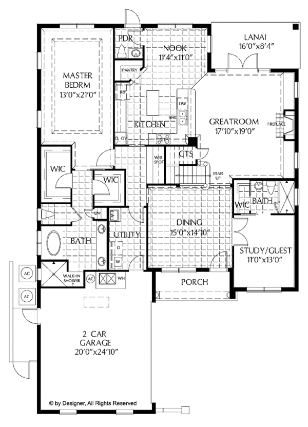 House Plan Design - Country Floor Plan - Main Floor Plan #999-171