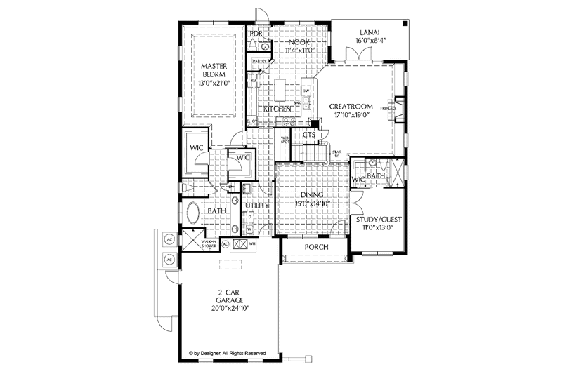 Architectural House Design - Floor Plan - Main Floor for Country House Plan #999-171 - 3 bed, 3.5 bath