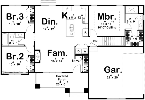 Home Plan - Craftsman Floor Plan - Main Floor Plan #455-418