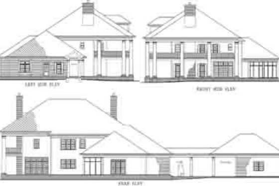 Exterior - Rear Elevation 1 for Southern House Plan #71-125 - 4 bed, 4.5 bath