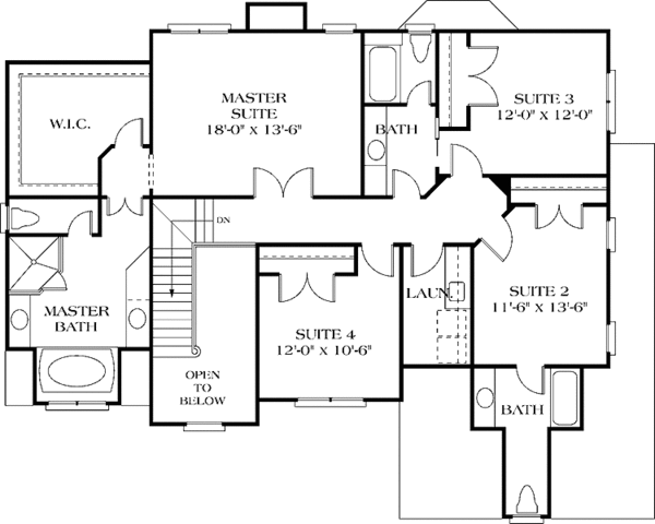 Dream House Plan - Traditional Floor Plan - Upper Floor Plan #453-117