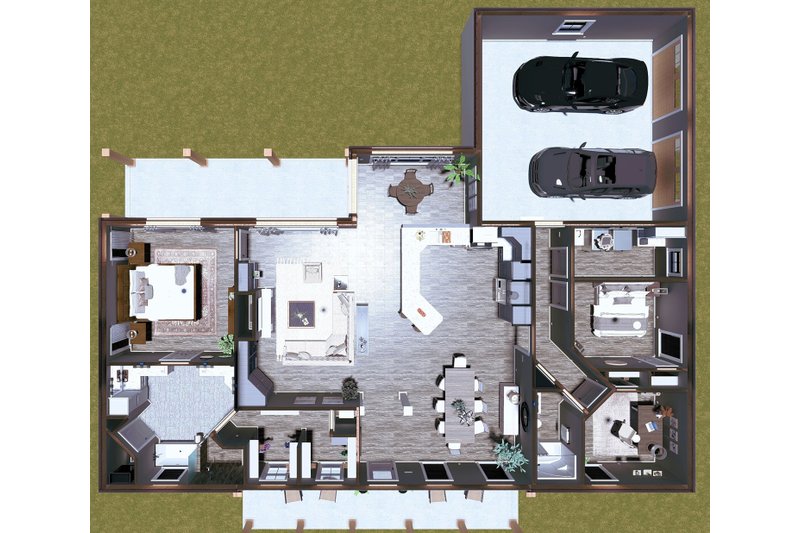 Dream House Plan - Floor Plan - Main Floor 1 for Farmhouse House Plan #44-287 - 3 bed, 2 bath