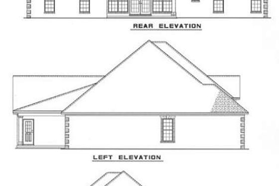 Exterior - Rear Elevation for Traditional House Plan #17-143 - 3 bed, 2.5 bath