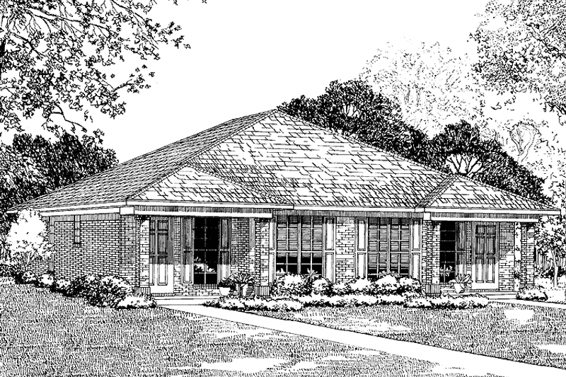 Home Plan - Exterior - Front Elevation 3 for Ranch House Plan #17-2980 - 4 bed, 2 bath