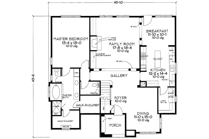 Home Plan - Floor Plan - Main Floor for Country House Plan #410-3592 - 3 bed, 3.5 bath