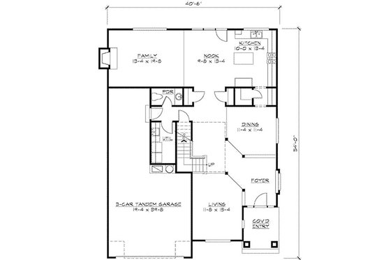 Floor Plan - Main Floor for Traditional House Plan #132-136 - 3 bed, 2.5 bath