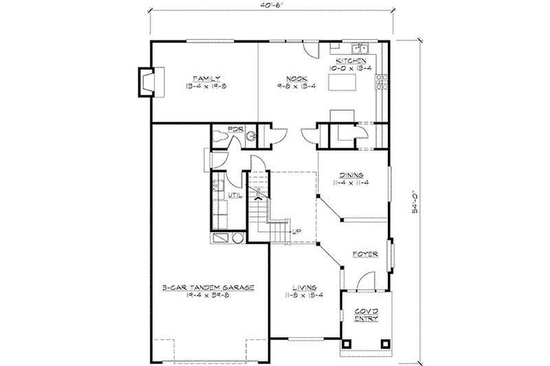 House Plan Design - Floor Plan - Main Floor for Traditional House Plan #132-136 - 3 bed, 2.5 bath