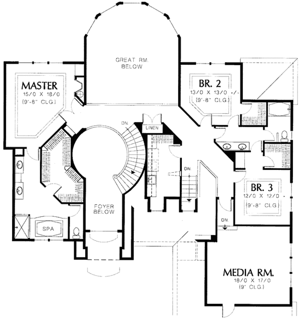 House Plan Design - Mediterranean Floor Plan - Upper Floor Plan #48-837