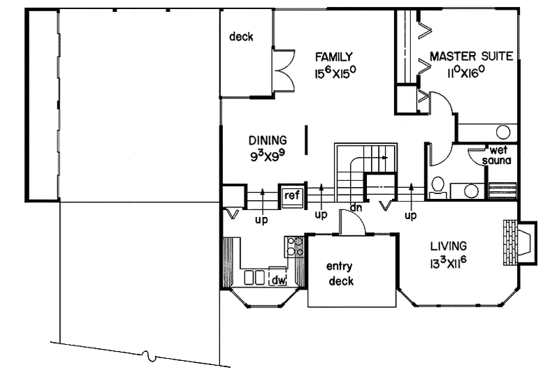 Home Plan - Floor Plan - Main Floor for Contemporary House Plan #60-759 - 3 bed, 2 bath