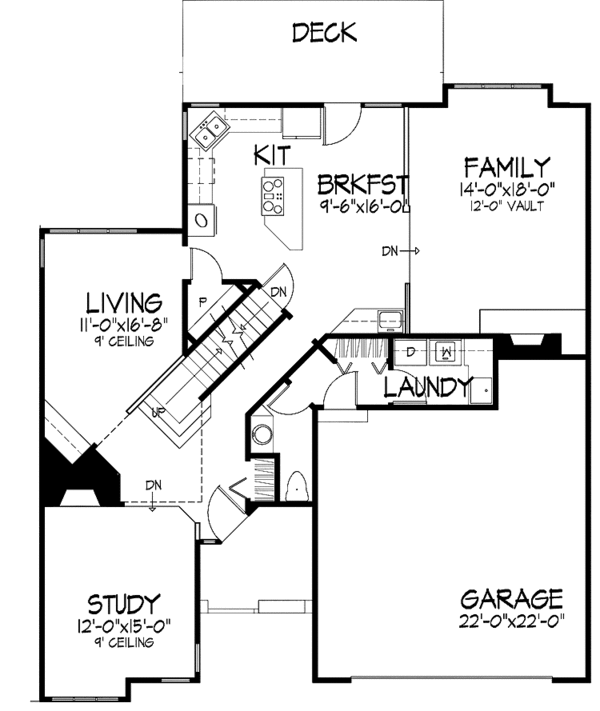 House Plan Design - Traditional Floor Plan - Main Floor Plan #320-684