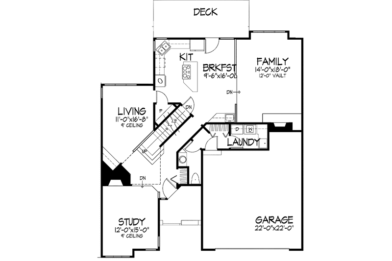 Home Plan - Floor Plan - Main Floor for Traditional House Plan #320-684 - 3 bed, 2.5 bath