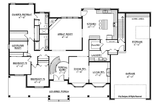 Craftsman Floor Plan - Main Floor Plan #1057-6