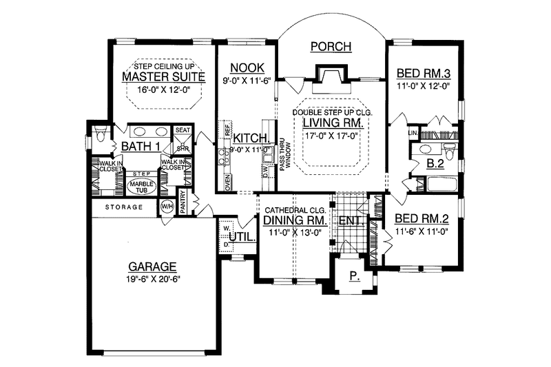 Home Plan - Floor Plan - Main Floor for Ranch House Plan #40-484 - 3 bed, 2 bath