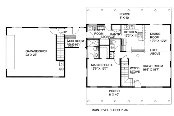 Floor Plan - Main Floor for Country House Plan #117-693 - 3 bed, 2 bath
