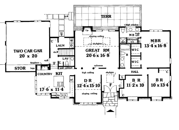 House Design - Ranch Floor Plan - Main Floor Plan #456-57