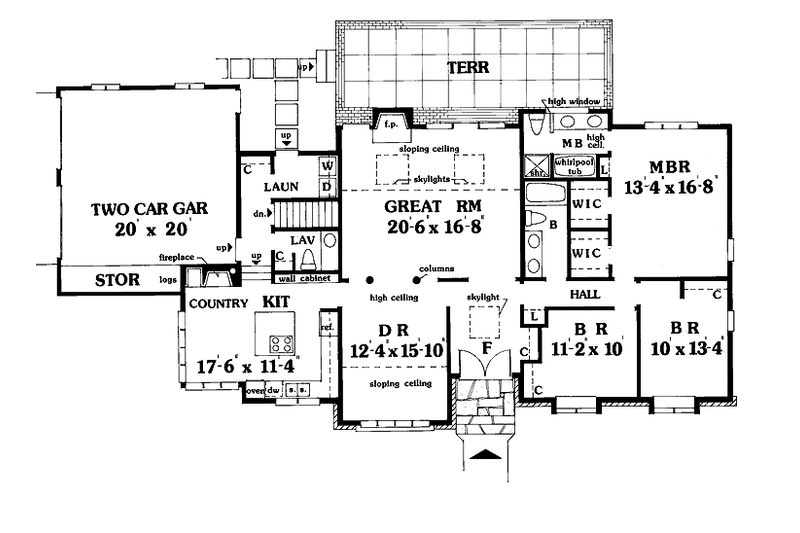 Home Plan - Floor Plan - Main Floor for Ranch House Plan #456-57 - 3 bed, 2.5 bath