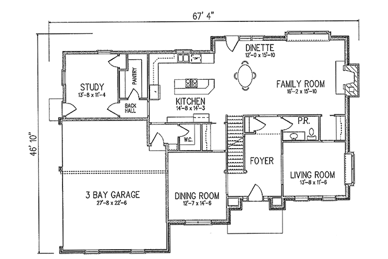 Home Plan - Floor Plan - Main Floor for Country House Plan #994-21 - 5 bed, 2.5 bath