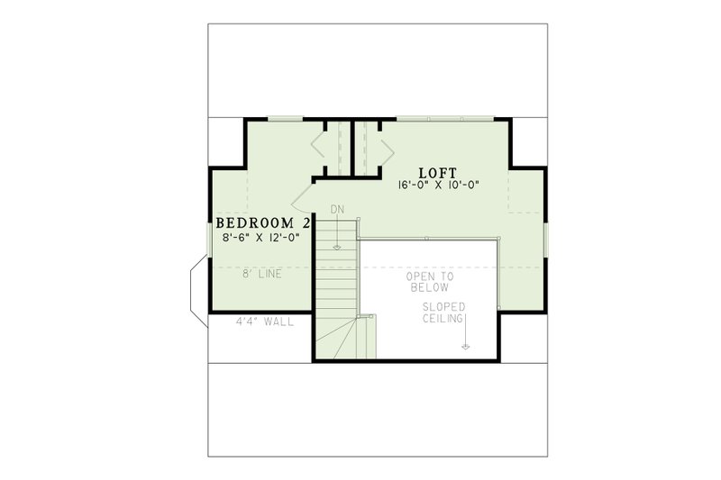 Architectural House Design - Floor Plan - Upper Floor for Cottage House Plan #17-2139 - 2 bed, 1 bath