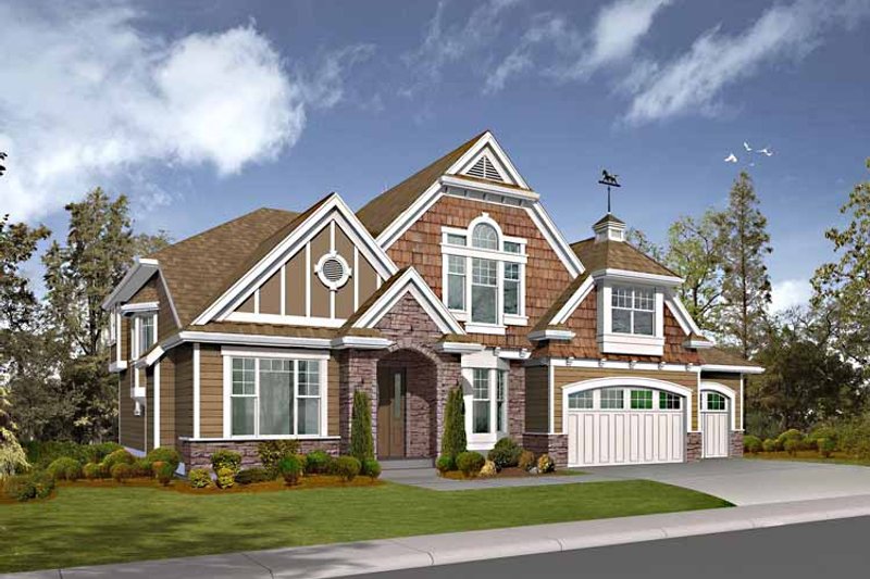 Architectural House Design - Craftsman Exterior - Front Elevation Plan #132-455